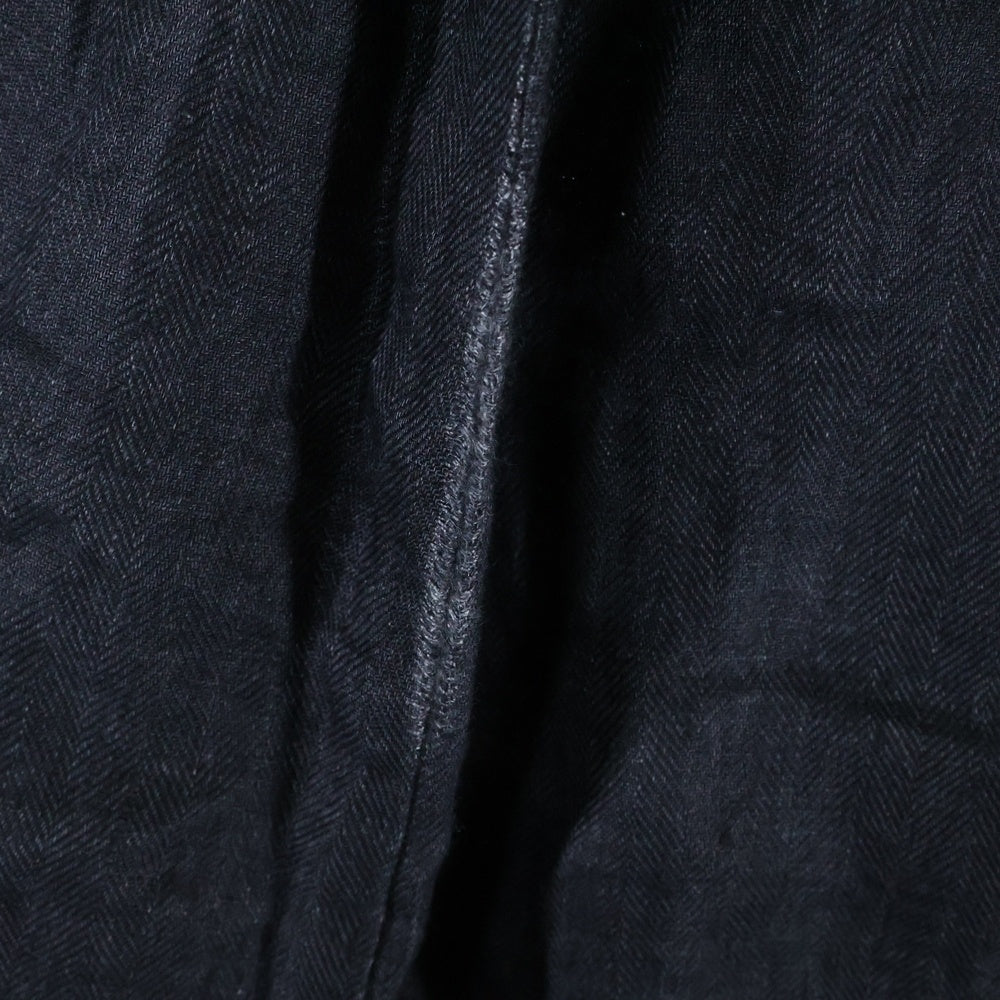 ISAMU KATAYAMA BACKLASH(イサムカタヤマバックラッシュ) へリンボンリネン サルエルイージーパンツ ブラック 1995-02