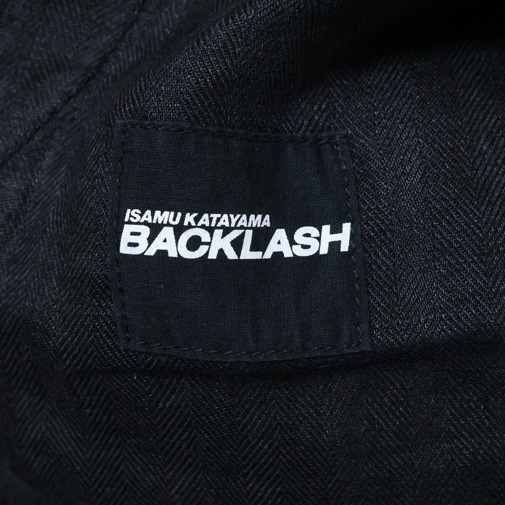 ISAMU KATAYAMA BACKLASH(イサムカタヤマバックラッシュ) へリンボンリネン サルエルイージーパンツ ブラック 1995-02