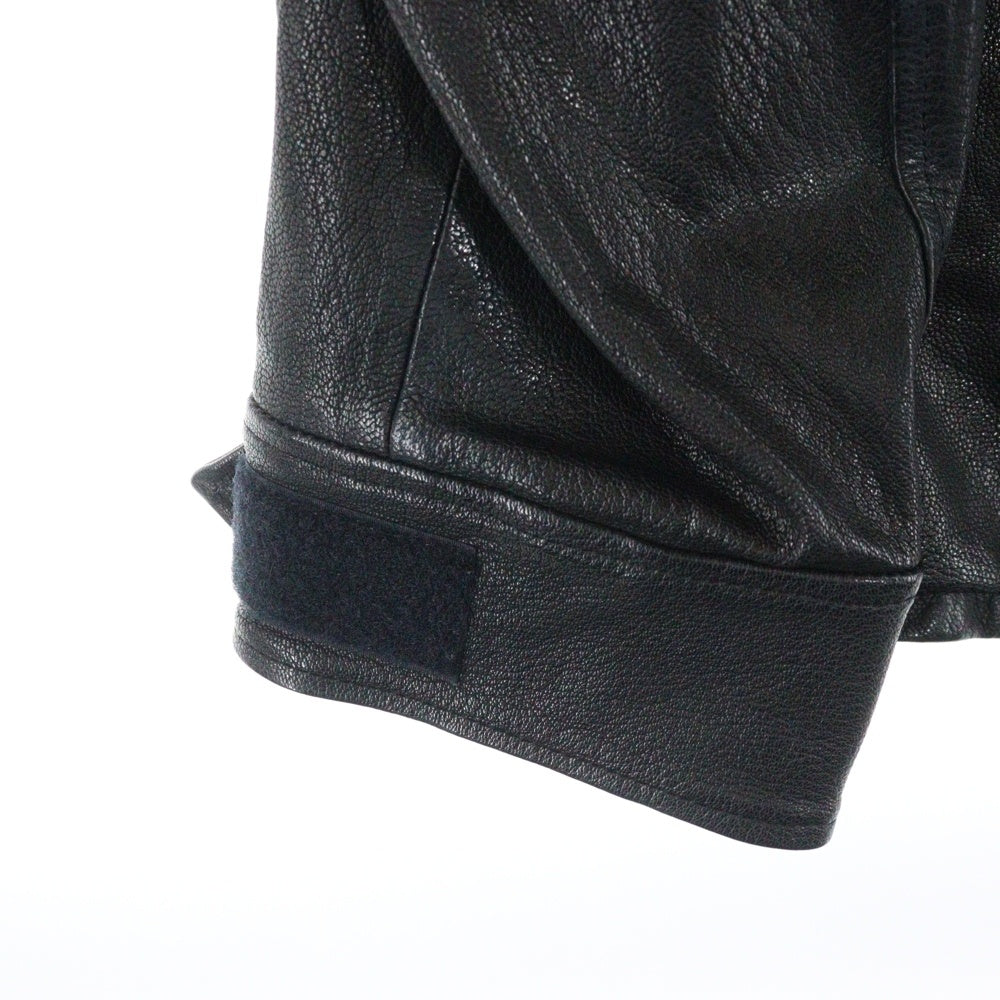 ISAMU KATAYAMA BACKLASH(イサムカタヤマバックラッシュ) GARMENT+SPRAY DYED GOAT LEATHER FLIGHT JACKET ゴートタンニン製品染 ジップアップレザーフライトジャケット ブラック 1909-07