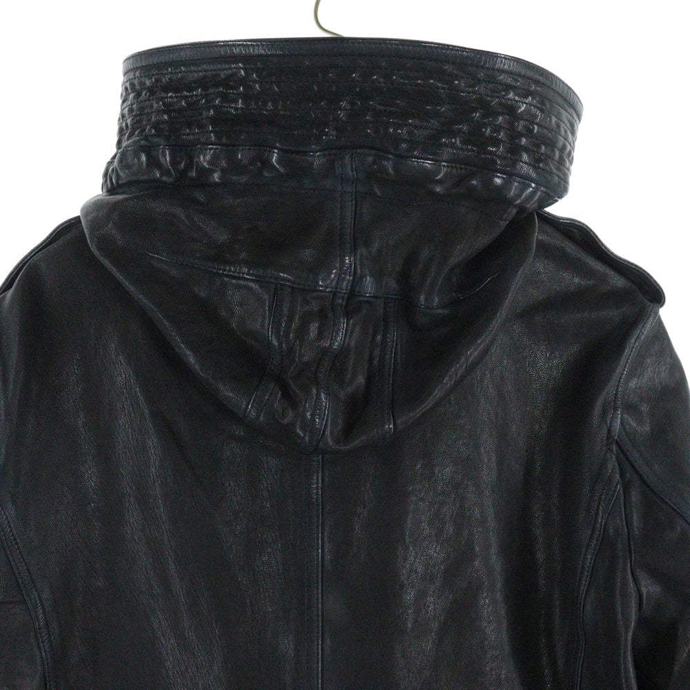 ISAMU KATAYAMA BACKLASH(イサムカタヤマバックラッシュ) GARMENT + SPRAY DYED GOAT LEATHER MODS COAT ゴートタンニン製品染 ジップアップレザーモッズコート ブラック 1903-03