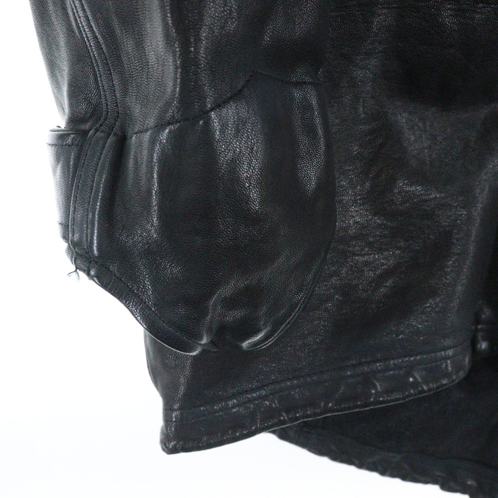 ISAMU KATAYAMA BACKLASH(イサムカタヤマバックラッシュ) GARMENT + SPRAY DYED GOAT LEATHER MODS COAT ゴートタンニン製品染 ジップアップレザーモッズコート ブラック 1903-03