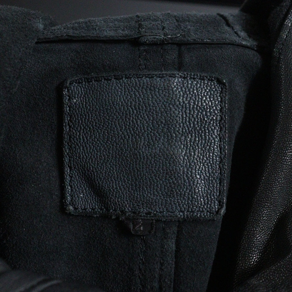 ISAMU KATAYAMA BACKLASH(イサムカタヤマバックラッシュ) GARMENT + SPRAY DYED GOAT LEATHER MODS COAT ゴートタンニン製品染 ジップアップレザーモッズコート ブラック 1903-03