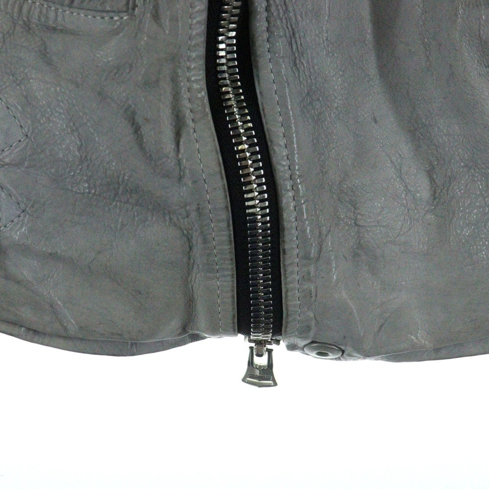 ISAMU KATAYAMA BACKLASH(イサムカタヤマバックラッシュ) JAPAN CALF NATURAL DYED GARMENT-WASH DOUBLE RIDERS ジャパンカーフ 製品染め洗い ダブルライダース レザージャケット グレー 1927-01
