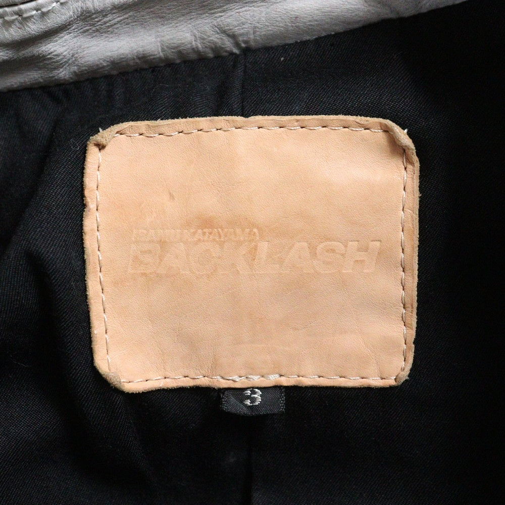 ISAMU KATAYAMA BACKLASH(イサムカタヤマバックラッシュ) JAPAN CALF NATURAL DYED GARMENT-WASH DOUBLE RIDERS ジャパンカーフ 製品染め洗い ダブルライダース レザージャケット グレー 1927-01