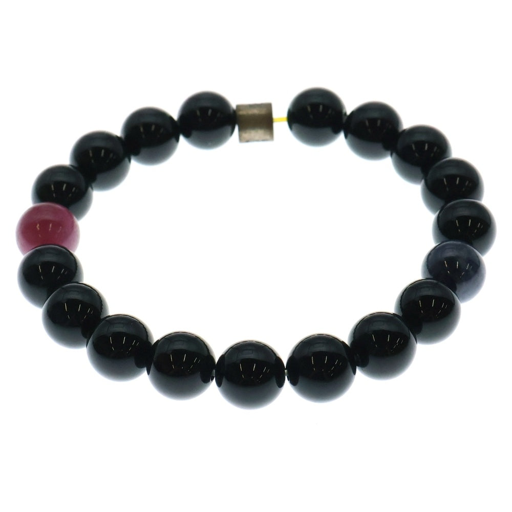 Travis Walker(トラヴィスワーカー) STONE WITH TW LOGO RING BRACELET ルビーサファイア付 ロゴリング オニキス ストーンブレスレット ブラック/