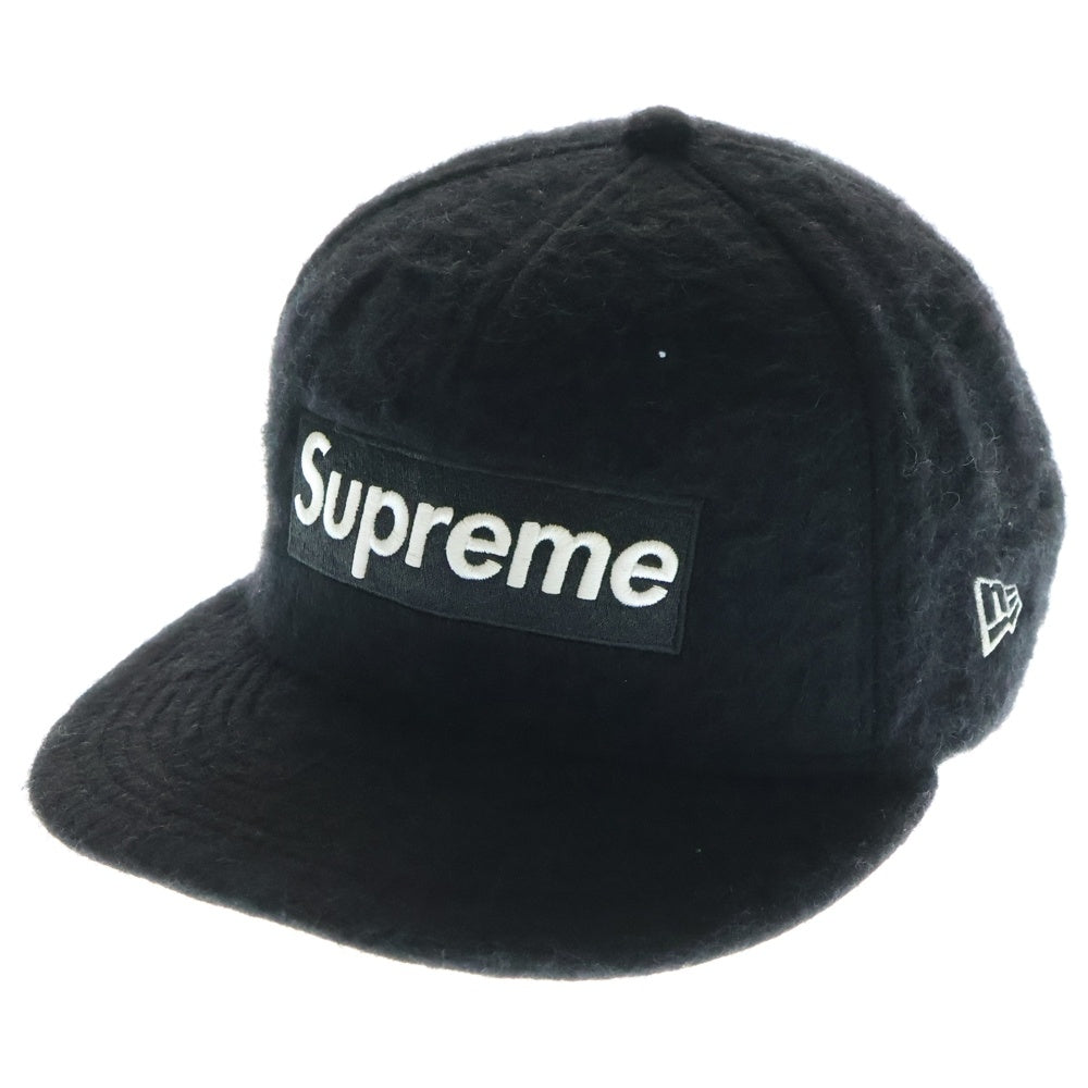 SUPREME(シュプリーム) 24AW ×NEW ERA Brushed Wool Box Logo ブラッシュド ボックスロゴ ウール 6パネルキャップ 帽子 ブラック