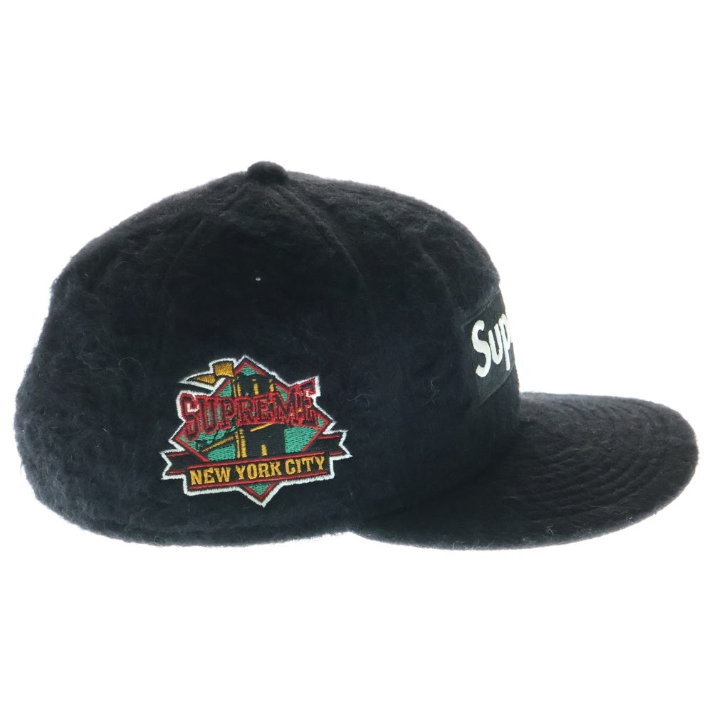 SUPREME(シュプリーム) 24AW ×NEW ERA Brushed Wool Box Logo ブラッシュド ボックスロゴ ウール 6パネルキャップ 帽子 ブラック