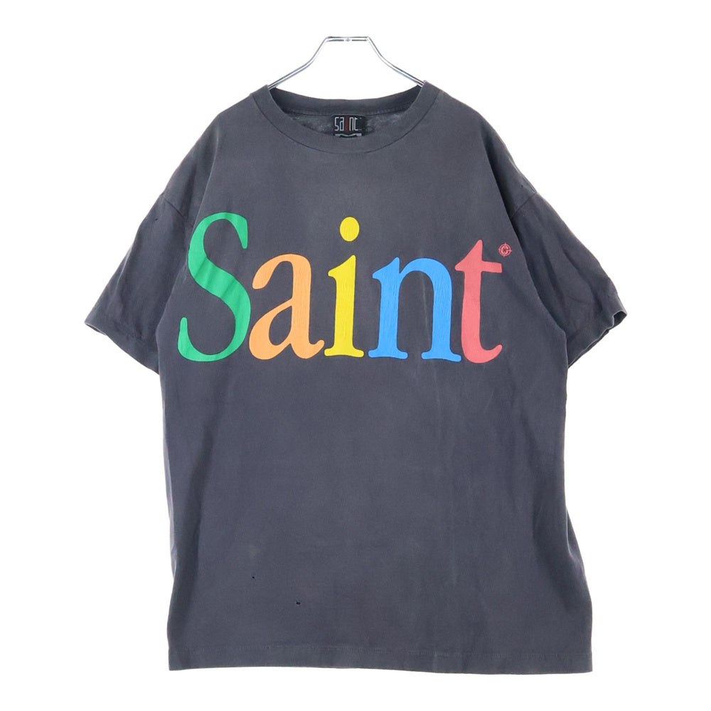 SAINT MICHAEL(セントマイケル) 24SS Coloful Saint SS Tee カラフルロゴ プリント 半袖Tシャツ カットソー チャコールグレー SM-YS8-0000-001