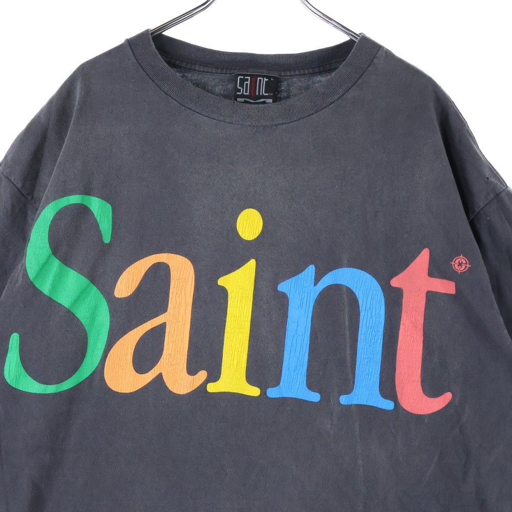 SAINT MICHAEL(セントマイケル) 24SS Coloful Saint SS Tee カラフルロゴ プリント 半袖Tシャツ カットソー チャコールグレー SM-YS8-0000-001