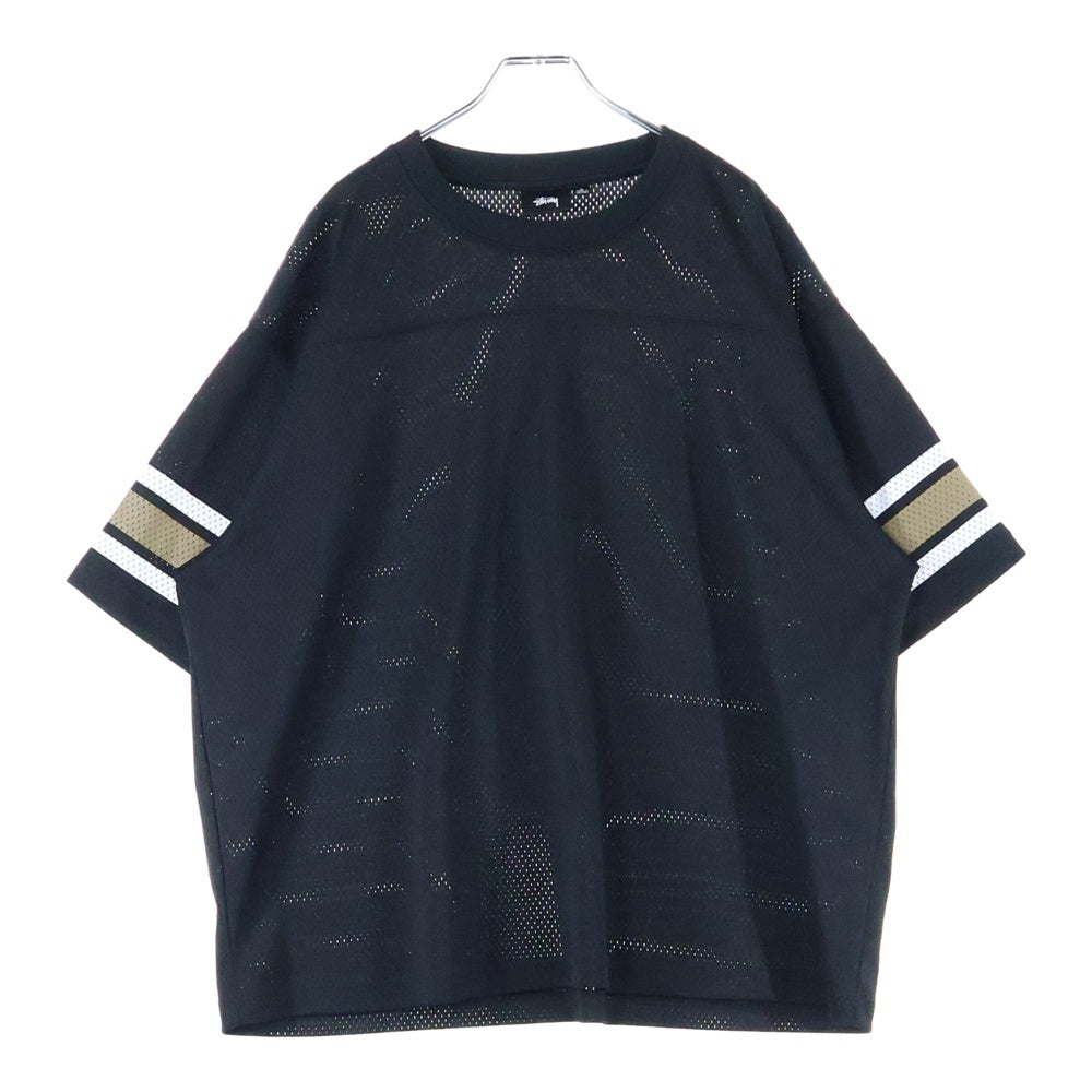 STUSSY(ステューシー) 23AW Surfman Mesh Football Jersey サーフマン メッシュ フットボール ジャージー 半袖カットソー Tシャツ ブラック