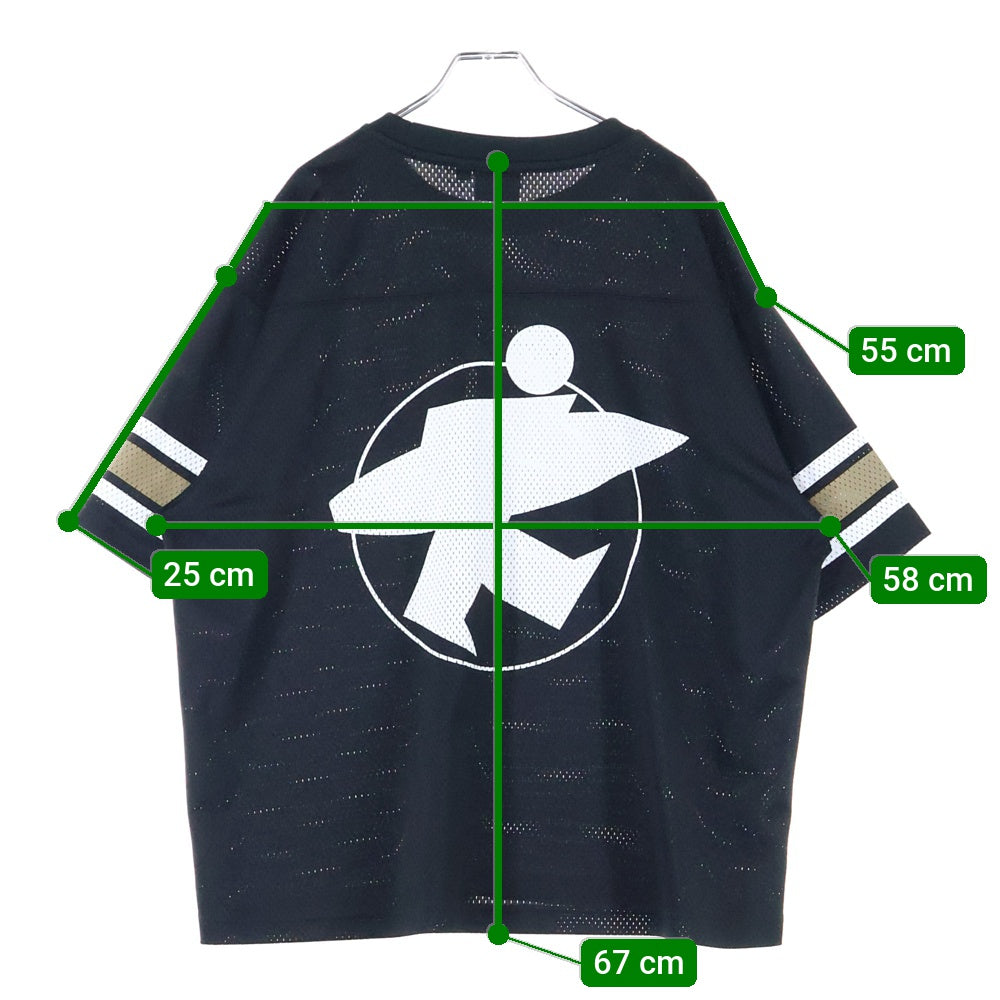 STUSSY(ステューシー) 23AW Surfman Mesh Football Jersey サーフマン メッシュ フットボール ジャージー 半袖カットソー Tシャツ ブラック