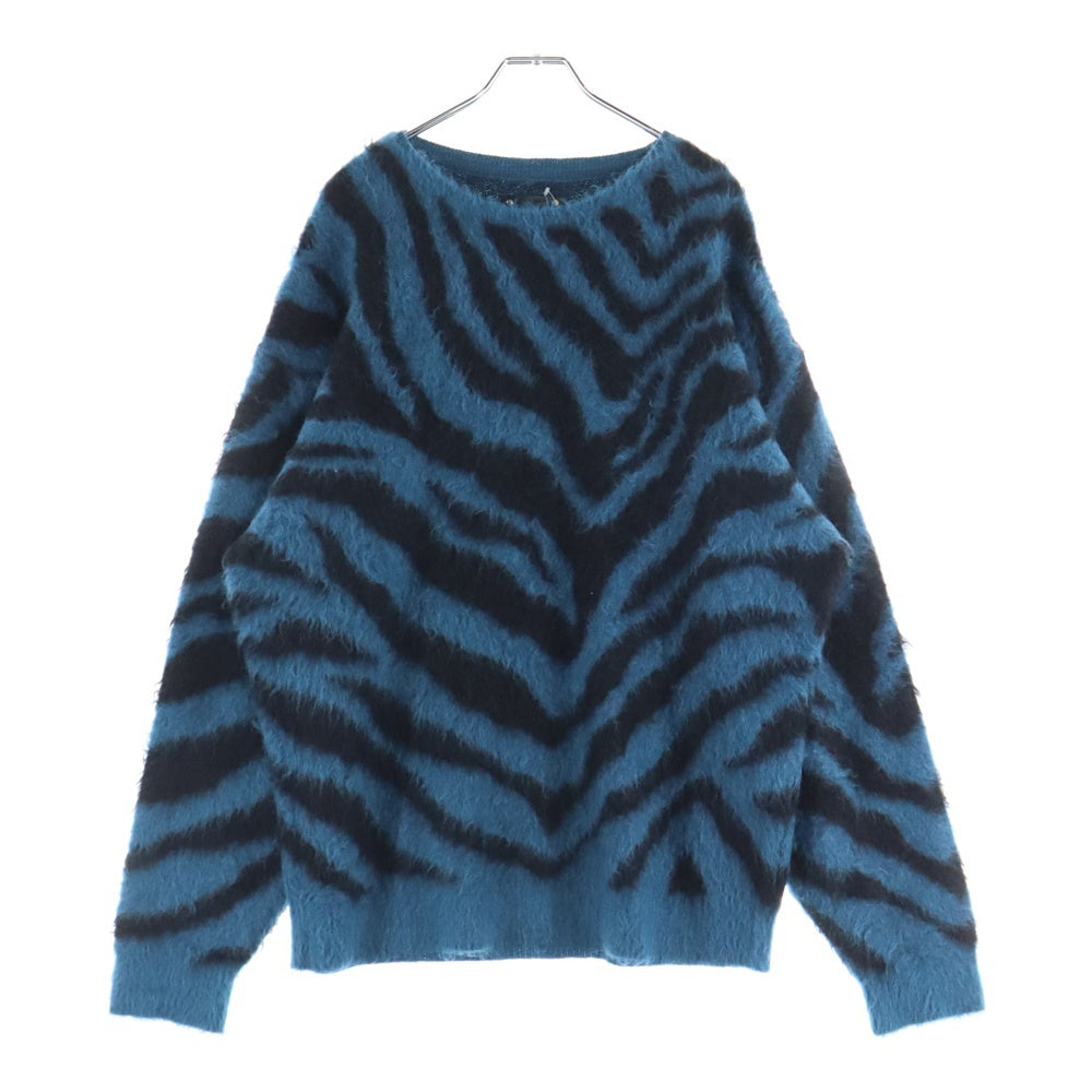 MINEDENIM(マインデニム) Zebra Mohair Knit Crewneck Pullover ゼブラ モヘア クルーネック プルオーバー ニット ブルー 2310‐6002‐37‐022