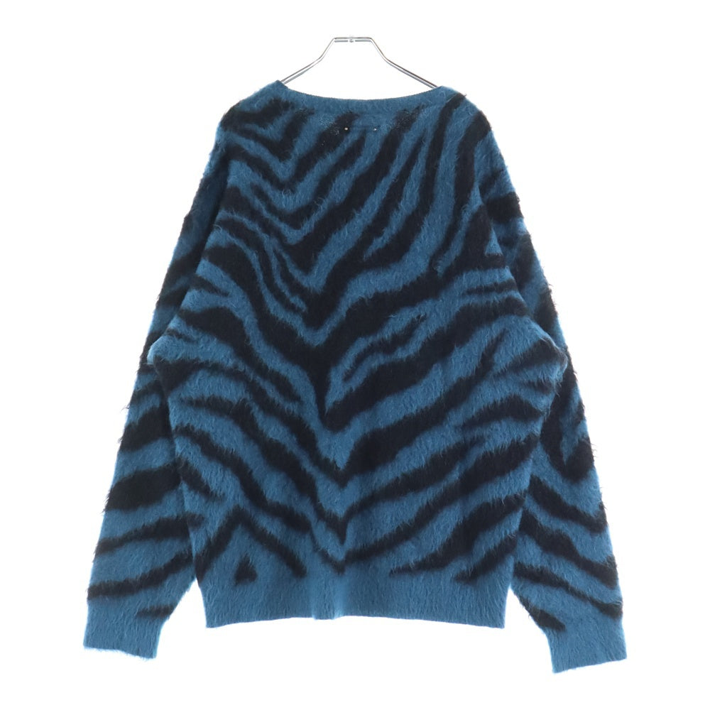 MINEDENIM(マインデニム) Zebra Mohair Knit Crewneck Pullover ゼブラ モヘア クルーネック プルオーバー ニット ブルー 2310‐6002‐37‐022