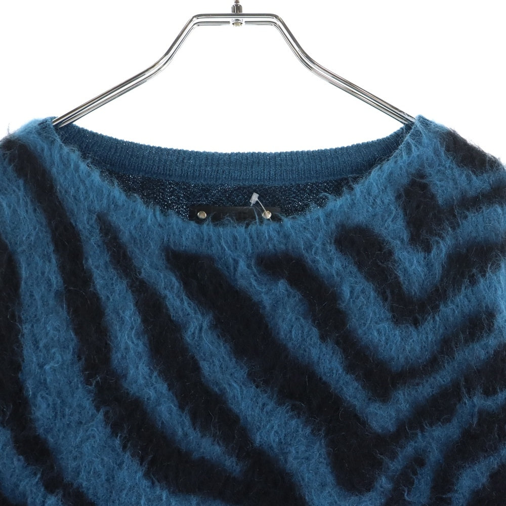 MINEDENIM(マインデニム) Zebra Mohair Knit Crewneck Pullover ゼブラ モヘア クルーネック プルオーバー ニット ブルー 2310‐6002‐37‐022