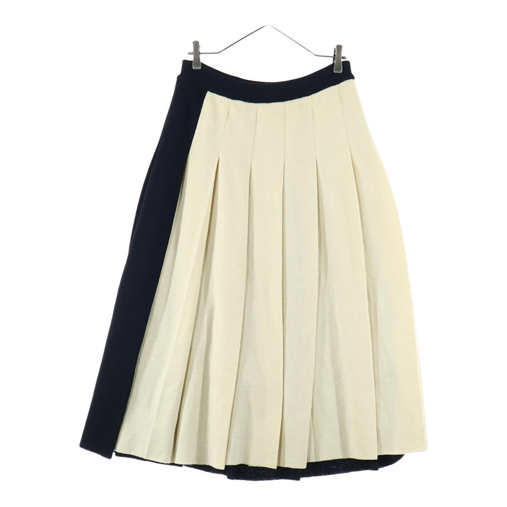 GUCCI(グッチ) ウールニット バイカラー ブリーツ ロングスカート レディース ブラック/アイボリー 731043