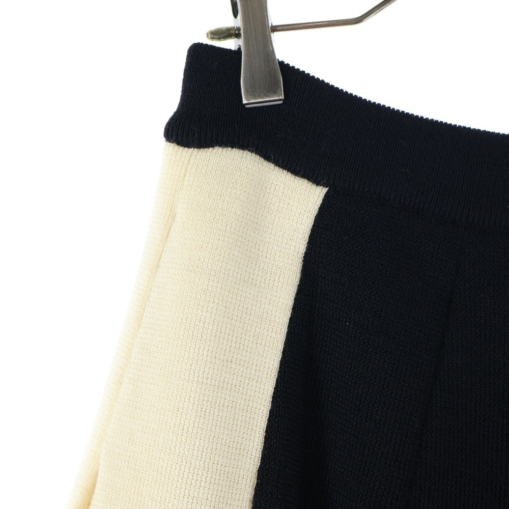 GUCCI(グッチ) ウールニット バイカラー ブリーツ ロングスカート レディース ブラック/アイボリー 731043