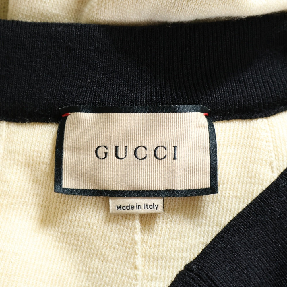 GUCCI(グッチ) ウールニット バイカラー ブリーツ ロングスカート レディース ブラック/アイボリー 731043