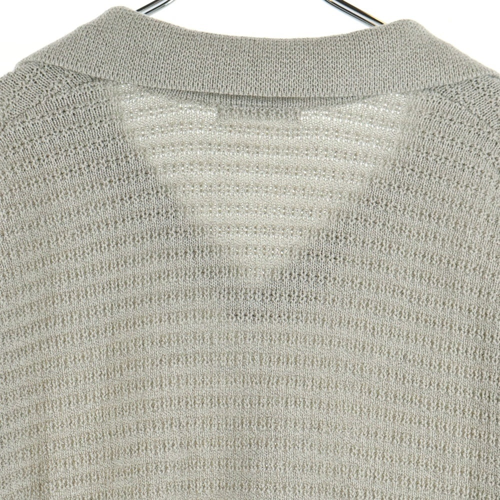 NO BRAND(ノーブランド) WYM(ウィム バイ ウッド)MELANGE SKIPPER KNIT POLO メランジ スキッパー ニット レギュラーカラー ロングスリーブ ポロシャツ グレー WYkn758