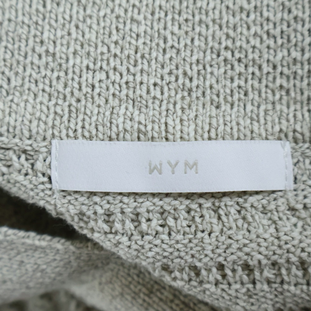NO BRAND(ノーブランド) WYM(ウィム バイ ウッド)MELANGE SKIPPER KNIT POLO メランジ スキッパー ニット レギュラーカラー ロングスリーブ ポロシャツ グレー WYkn758