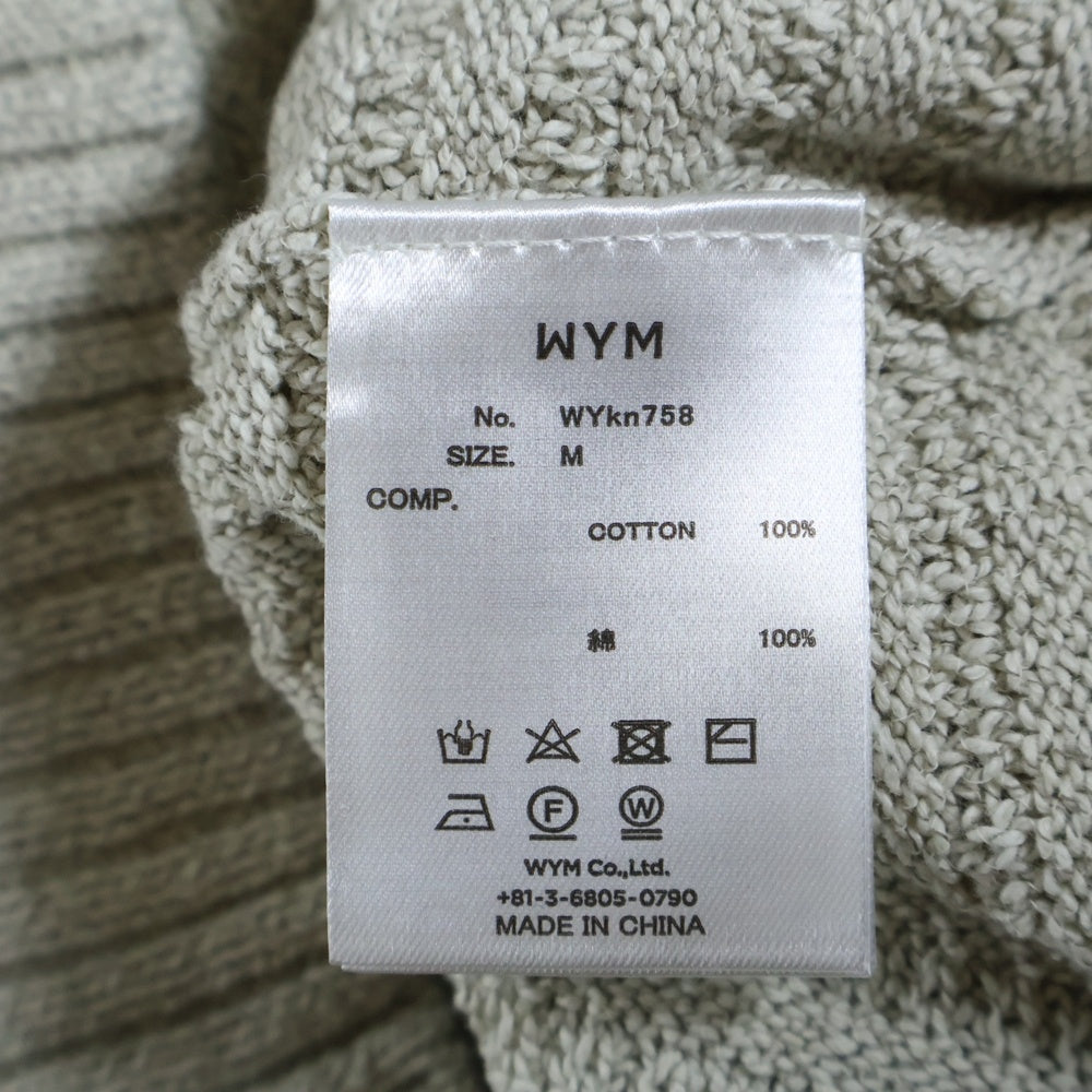 NO BRAND(ノーブランド) WYM(ウィム バイ ウッド)MELANGE SKIPPER KNIT POLO メランジ スキッパー ニット レギュラーカラー ロングスリーブ ポロシャツ グレー WYkn758