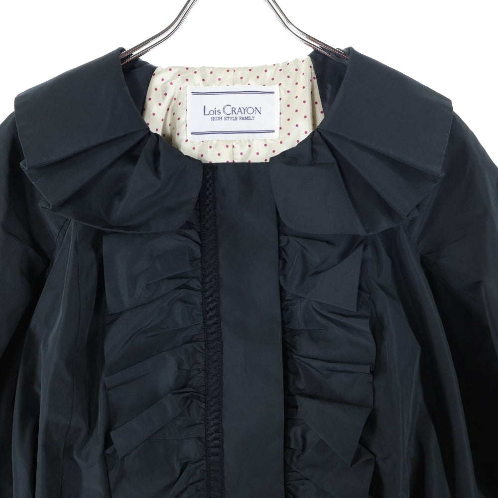 Lois CRAYON(ロイスクレヨン) フリル付き ショートスリーブ ワンピース ドレス レディース ブラック 14001335