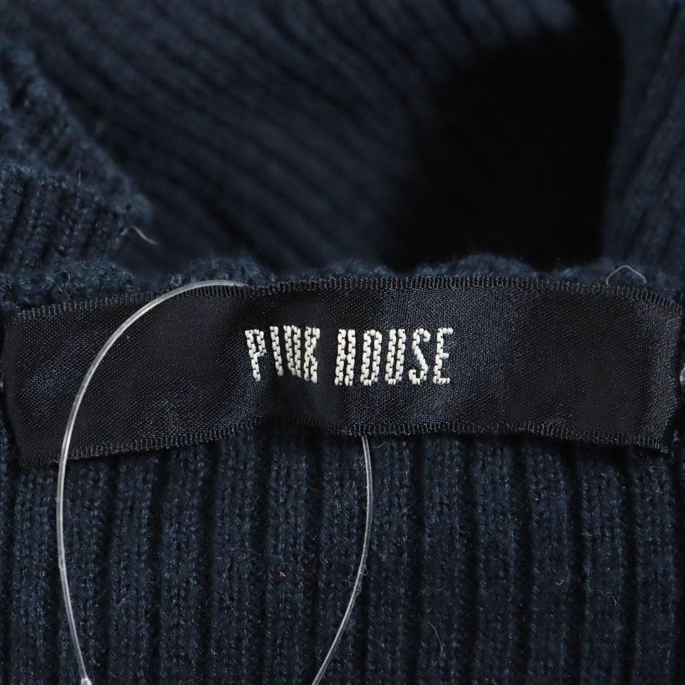 PINK HOUSE(ピンクハウス) ショート丈 クルーネック半袖ニットセーター レディース ネイビー P015EKAL 03 B
