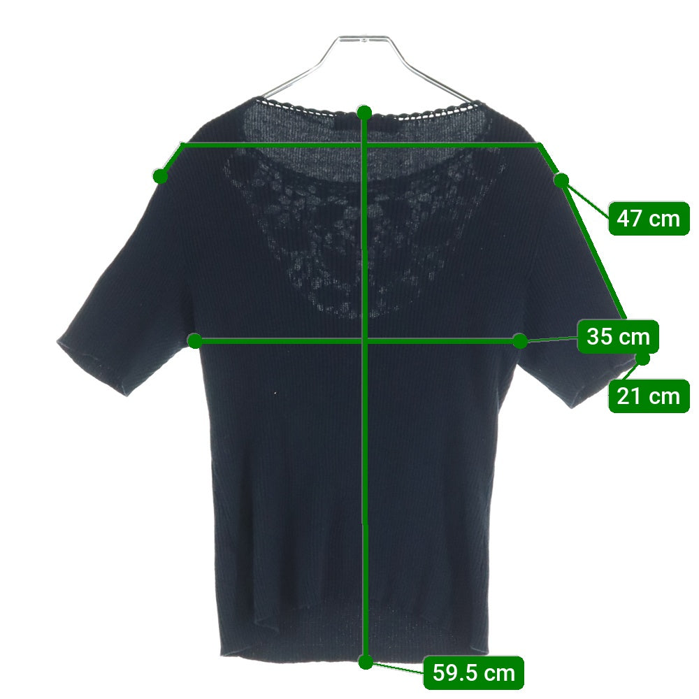 PINK HOUSE(ピンクハウス) ショート丈 クルーネック半袖ニットセーター レディース ネイビー P015EKAL 03 B