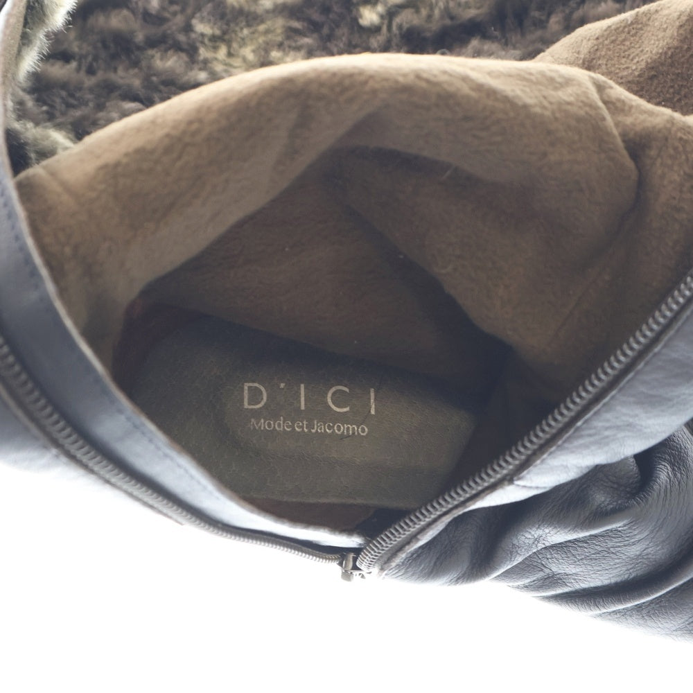 D'ICI(ディッシィ) 裏起毛 ジップアップ ロングブーツ レディース ブラック 8A 85505