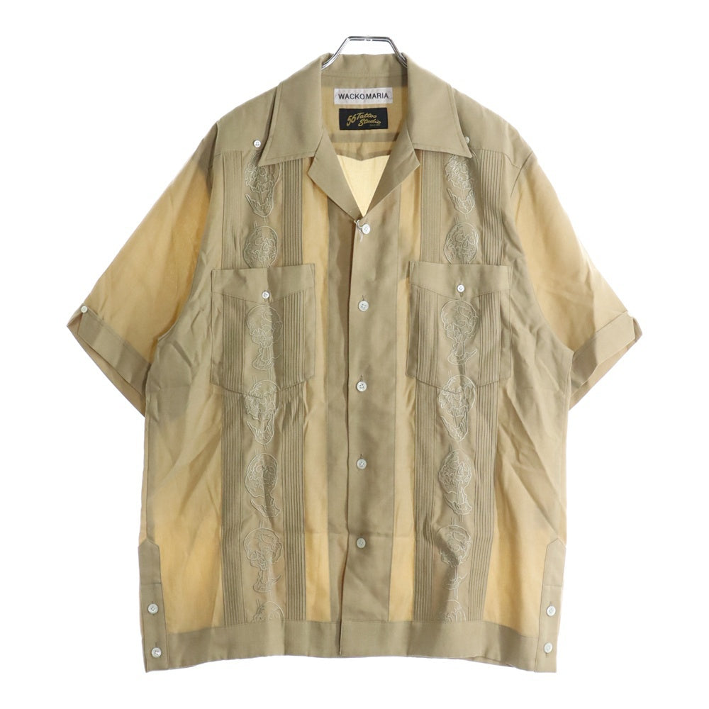 WACKO MARIA(ワコマリア) 25SS ×56 TATTOO STUDIO CUBA SHIRT S/S 56タトゥースタジオ キューバ 半袖シャツ ベージュ 56TS-WM-OC02