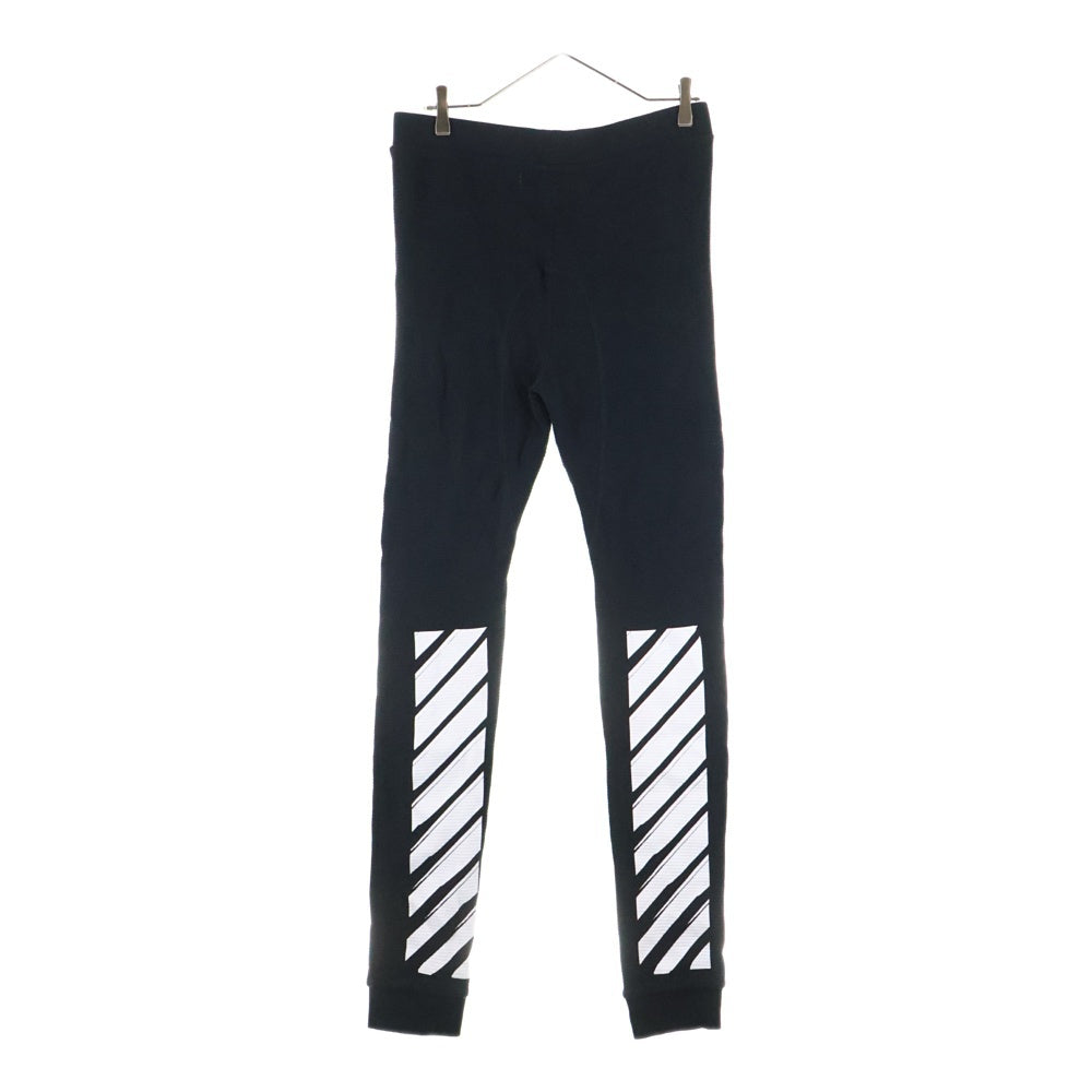 OFF-WHITE(オフホワイト) バックプリント ワッフル コットンレギンス レディース ブラック