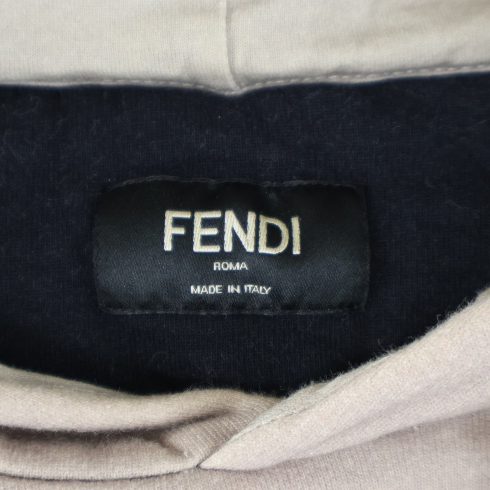FENDI(フェンディ) 19SS ×FILA MANIA HOODED SHIRT フィラ マニア フーデッド シャツ プルオーバースウェットパーカー フーディー ブラック/ベージュ FY0945 A65J
