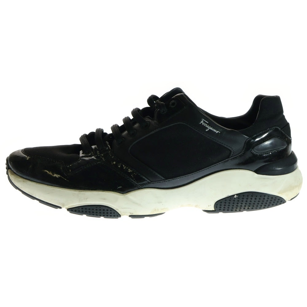 Salvatore Ferragamo(サルヴァトーレ フェラガモ) ロゴ印字 レザーローカットスニーカー シューズ ブラック KM 5377