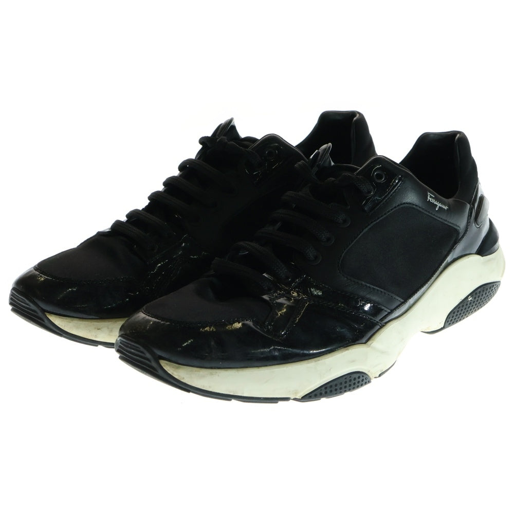 Salvatore Ferragamo(サルヴァトーレ フェラガモ) ロゴ印字 レザーローカットスニーカー シューズ ブラック KM 5377