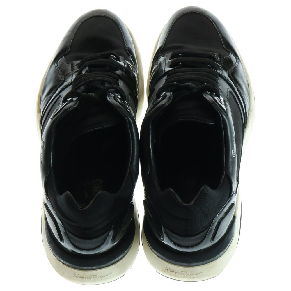 Salvatore Ferragamo(サルヴァトーレ フェラガモ) ロゴ印字 レザーローカットスニーカー シューズ ブラック KM 5377