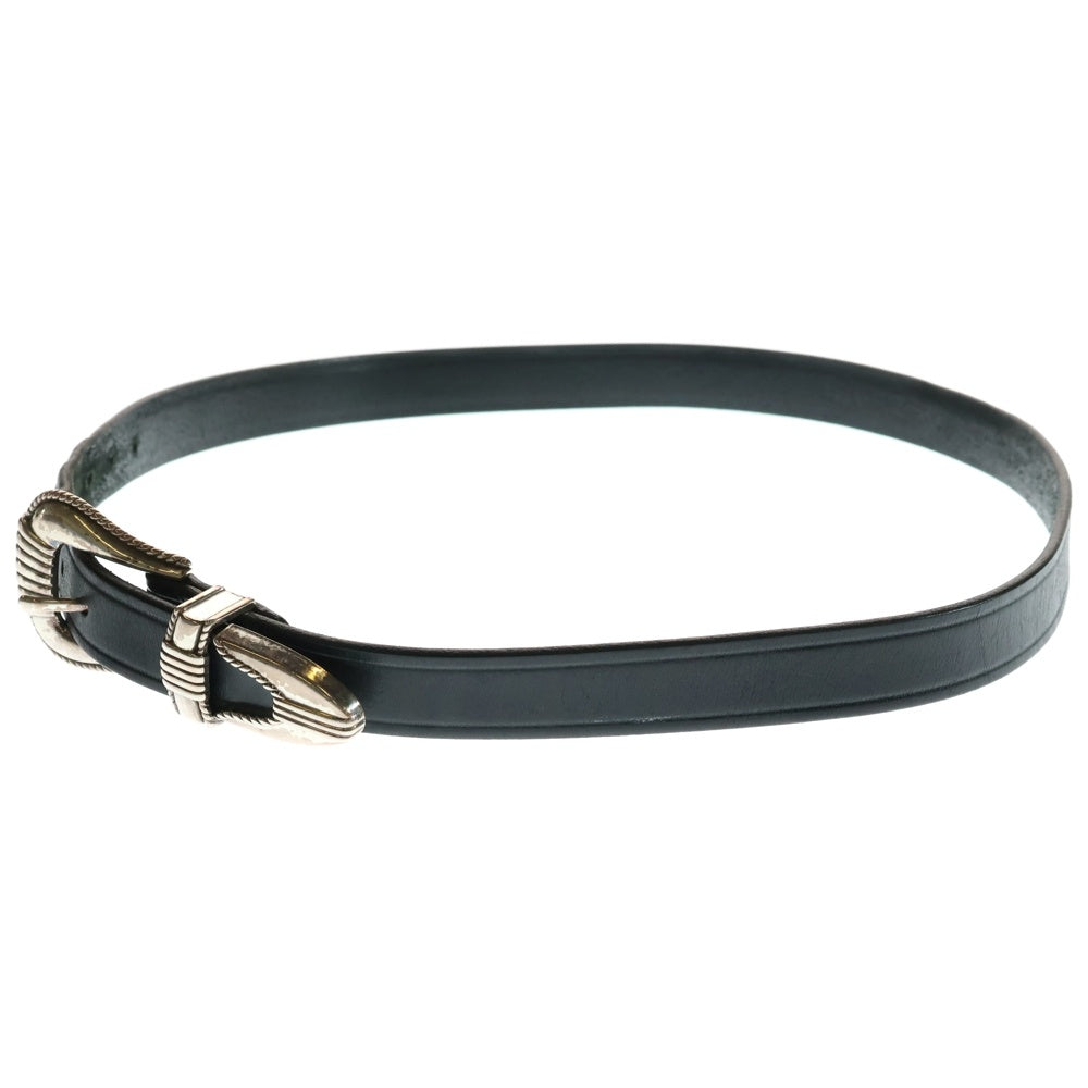 TORY LEATHER(トニーレザー) 3 PIECE CREASED SILVER BUCKLE BELT スリーピースクリースト シルバーバックル レザー ベルト ブラック 3091