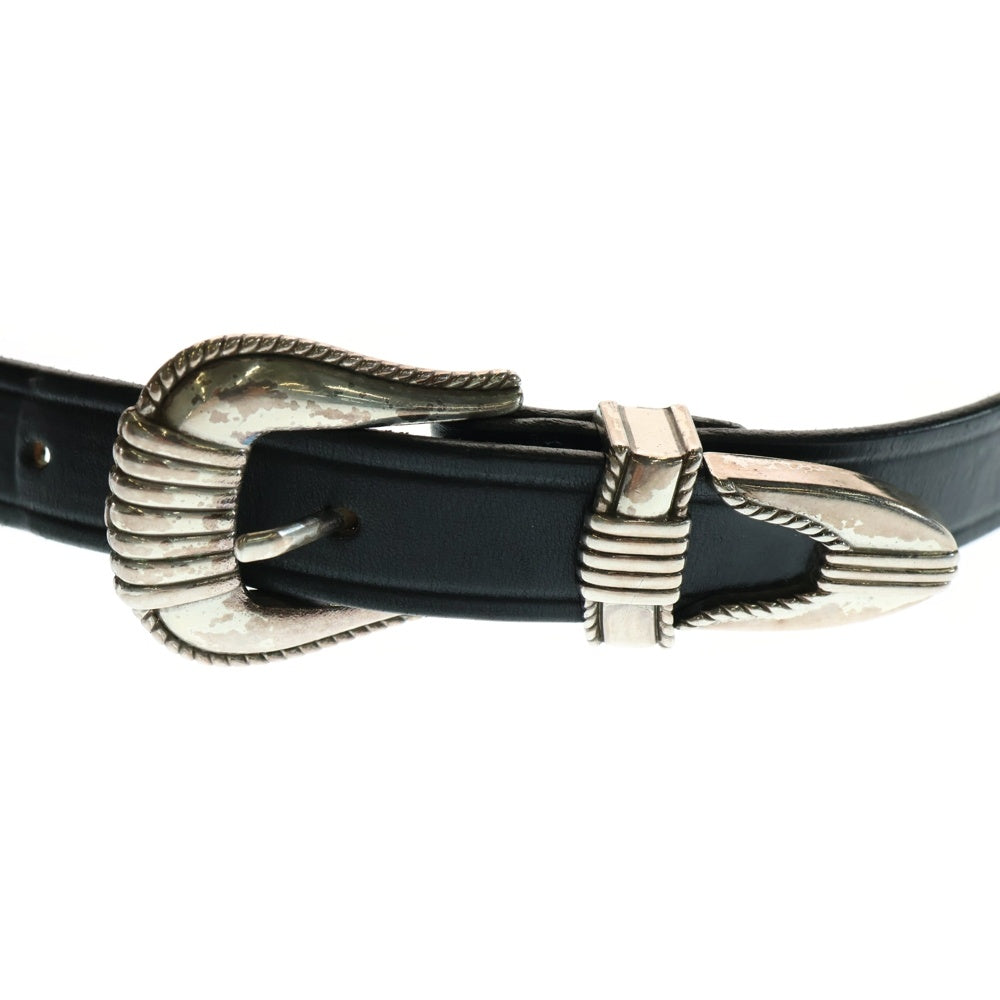 TORY LEATHER(トニーレザー) 3 PIECE CREASED SILVER BUCKLE BELT スリーピースクリースト シルバーバックル レザー ベルト ブラック 3091