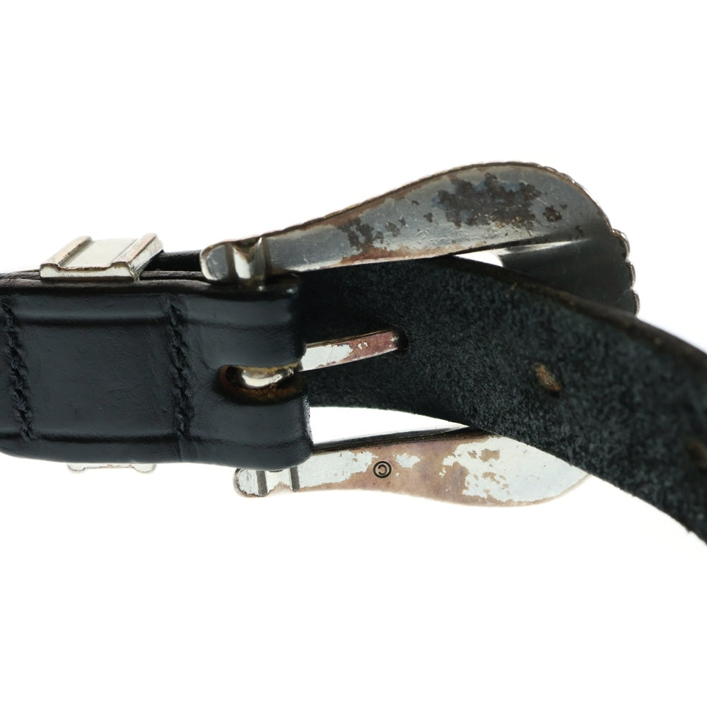 TORY LEATHER(トニーレザー) 3 PIECE CREASED SILVER BUCKLE BELT スリーピースクリースト シルバーバックル レザー ベルト ブラック 3091