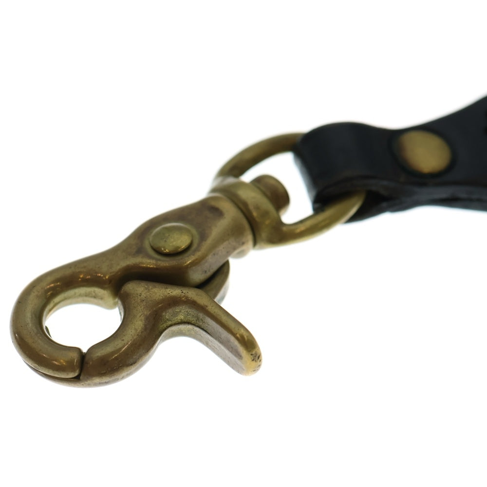 CALEE(キャリー) スタッズデザイン レザー キーリング ゴールド/ブラック