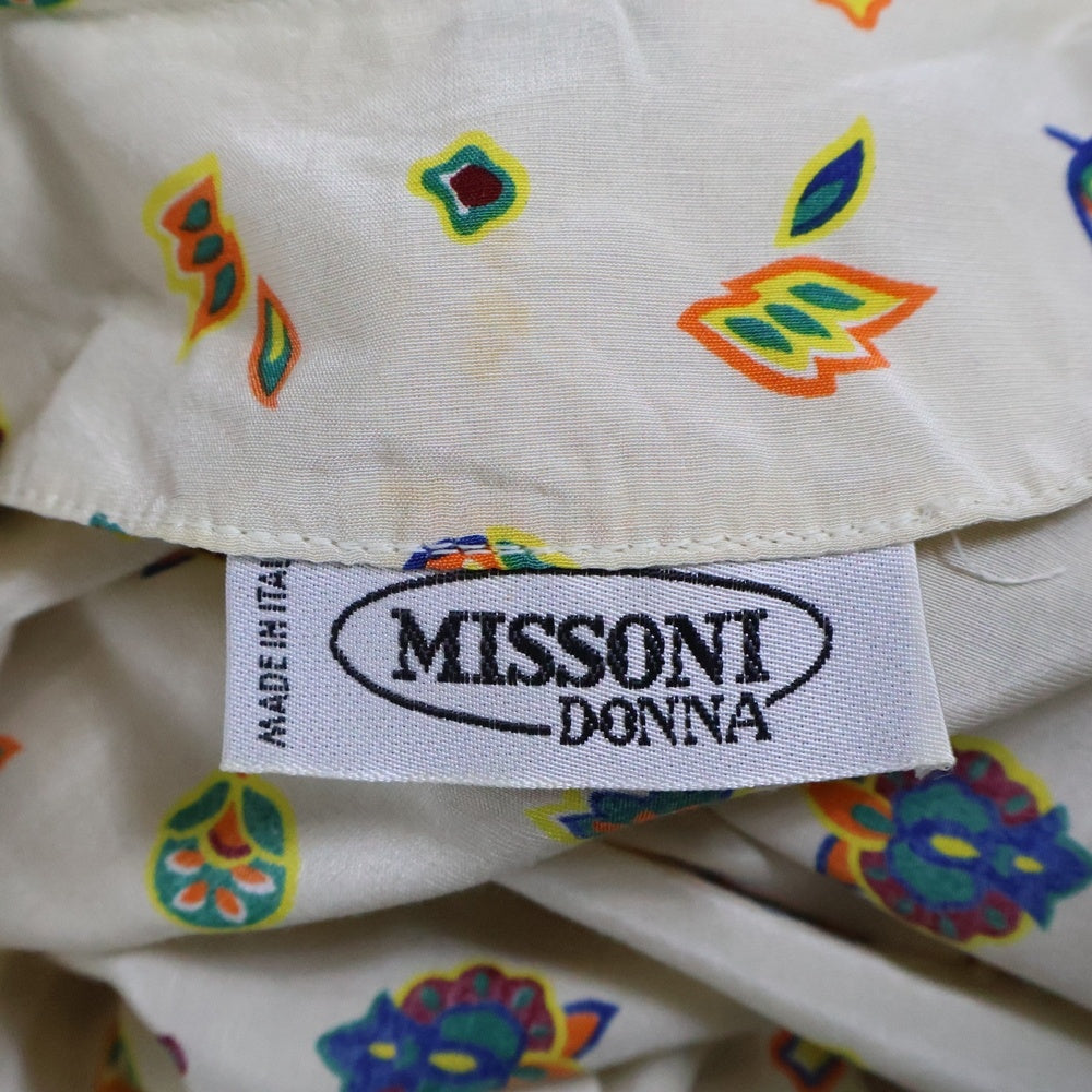 MISSONI(ミッソーニ) フラワーパターン 総柄 ボータイ付き 長袖シャツ ブラウス レディース ベージュ