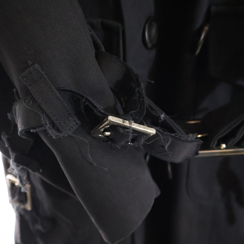 NO BRAND(ノーブランド) MARSMILLI ストラップ付 ウエストベルト ダブルブレスト トレンチコート レディース ブラック