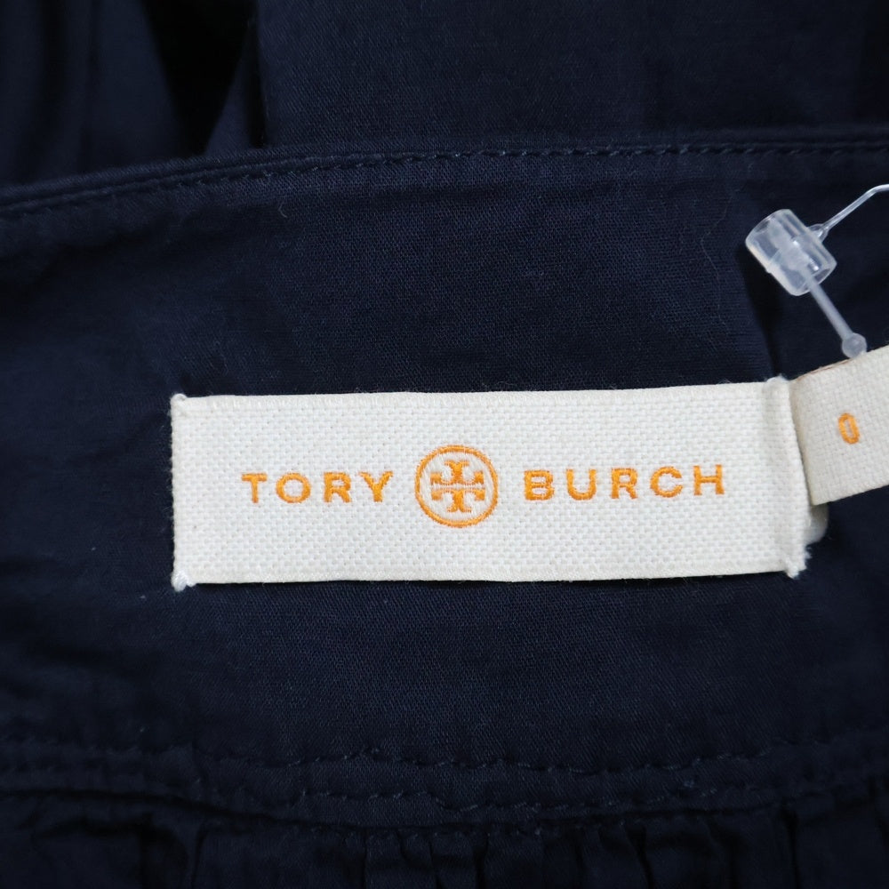 TORY BURCH(トリー バーチ) エンブロイダリー ビーズ ラウンドネック 半袖ワンピース ドレス レディース ネイビー 79173-1-16012