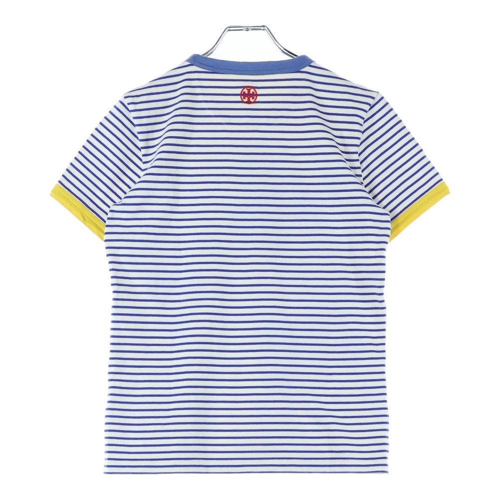 TORY BURCH(トリー バーチ) フラワーパターン ボーダー クルーネック カットソー 半袖リンガーTシャツ レディース マルチ N0022801