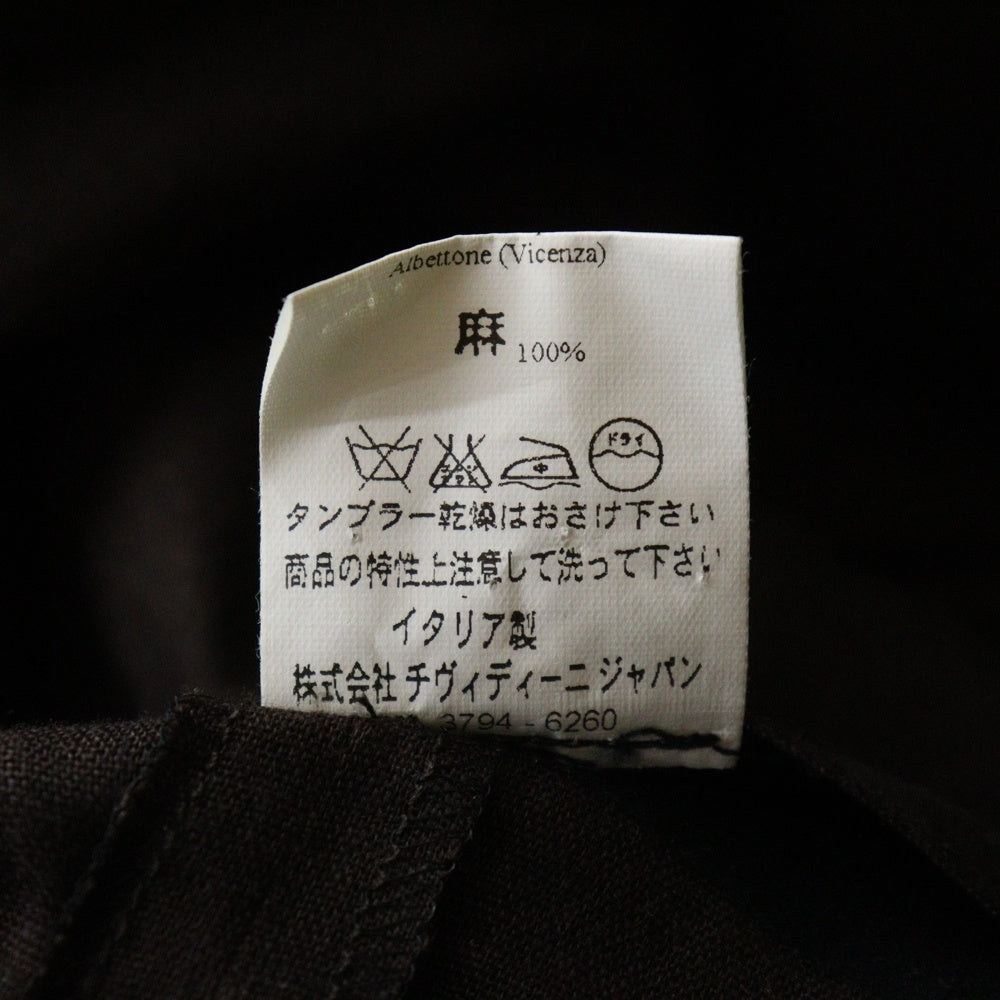 CIVIDINI(チビディーニ) リボンモチーフドローストリング サイドジップ リネン ミモレ丈 スカート レディース ブラウン