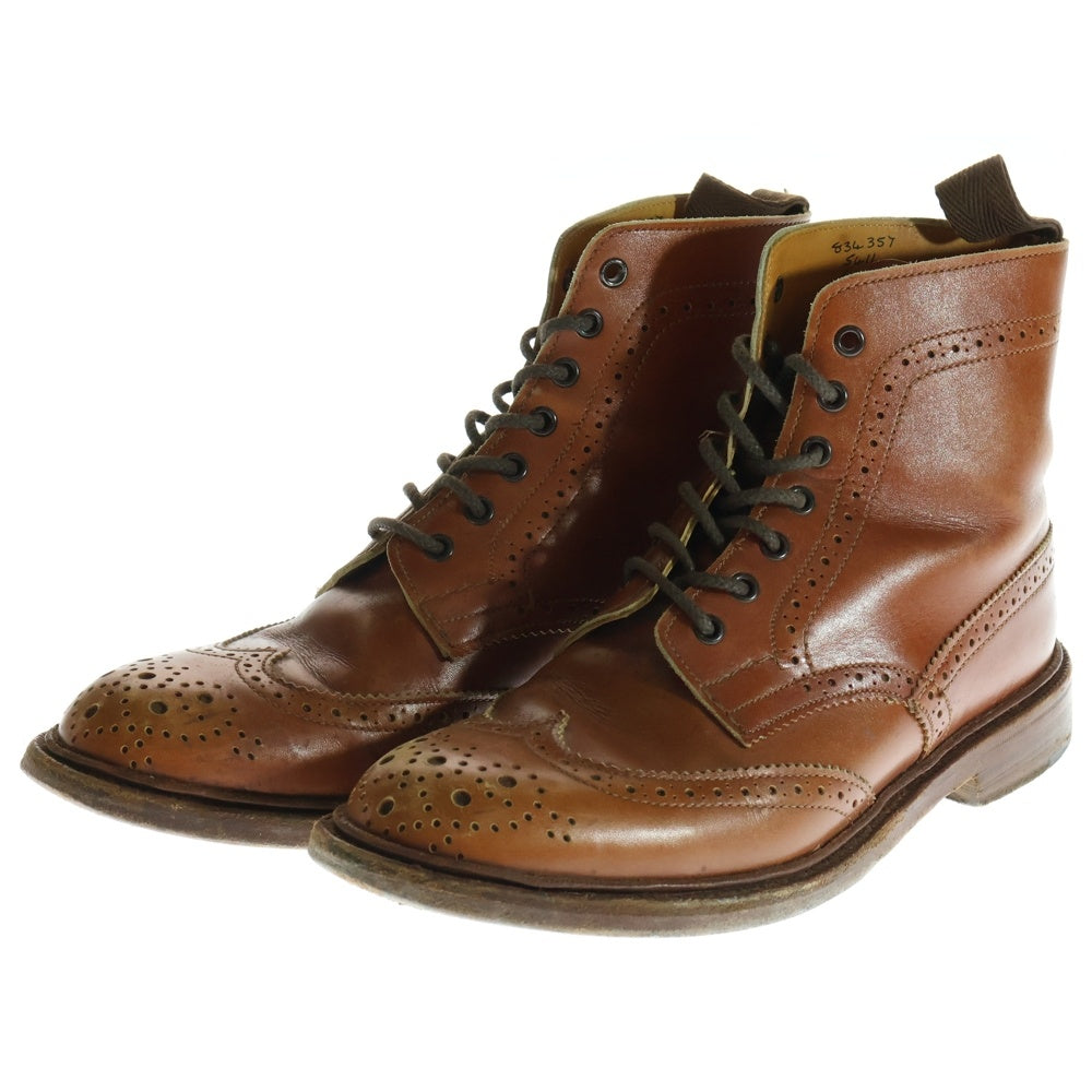 Tricker's(トリッカーズ) メダリオン ウィングチップ カントリー レザー レースアップ ブーツ ブラウン 5411