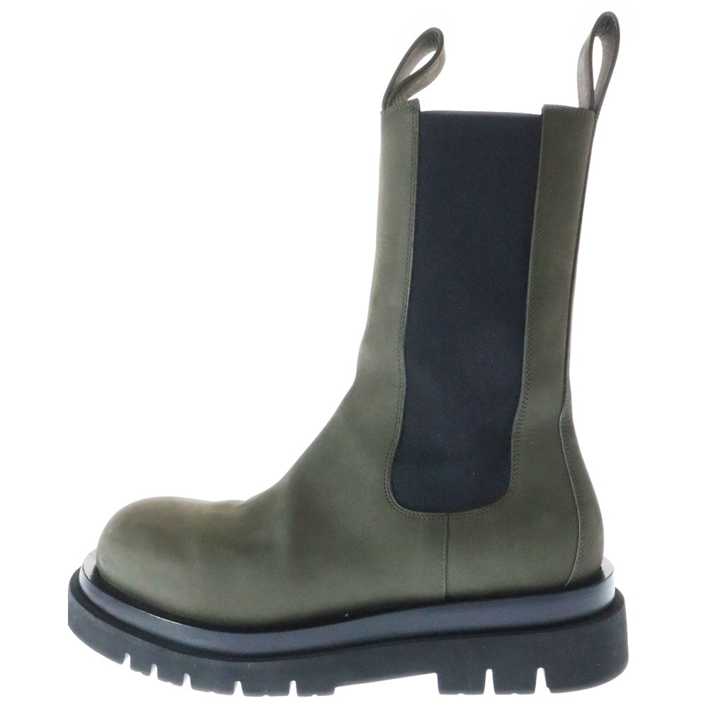 BOTTEGA VENETA(ボッテガヴェネタ) LUG BOOT サイドゴア ラグブーツ レザー ロングシューズ オリーブ 592081