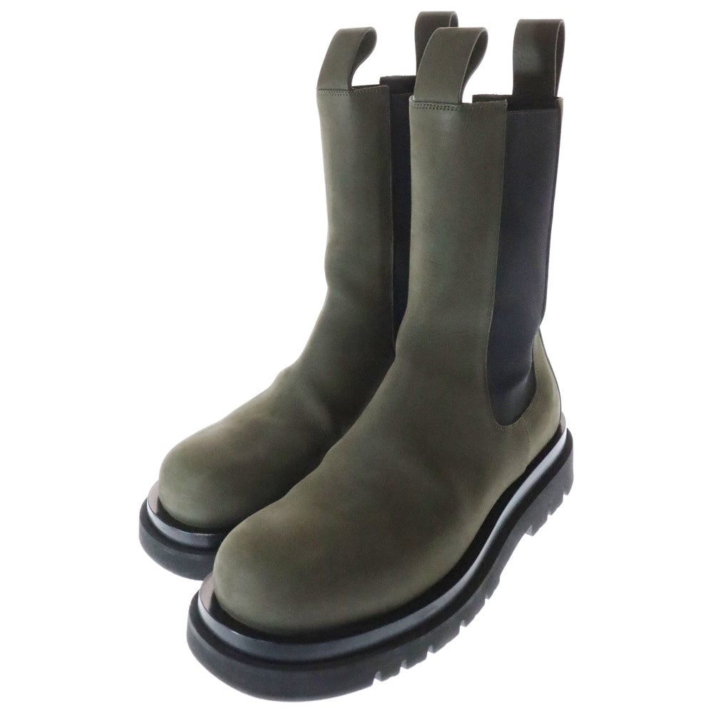 BOTTEGA VENETA(ボッテガヴェネタ) LUG BOOT サイドゴア ラグブーツ レザー ロングシューズ オリーブ 592081