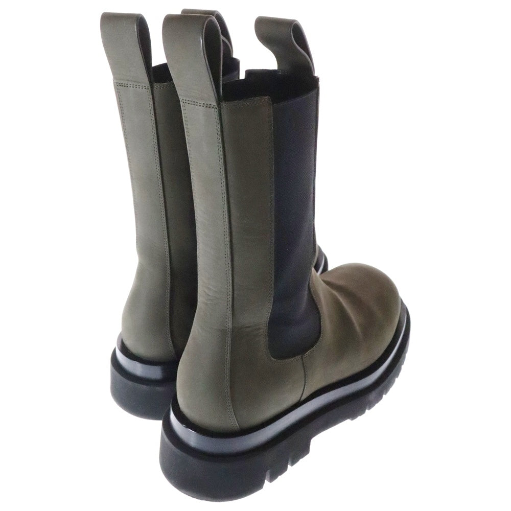 BOTTEGA VENETA(ボッテガヴェネタ) LUG BOOT サイドゴア ラグブーツ レザー ロングシューズ オリーブ 592081