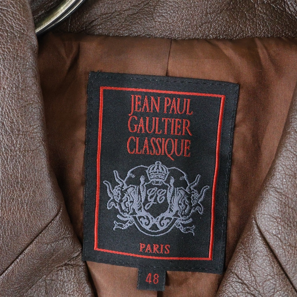 Jean Paul GAULTIER(ジャンポールゴルチエ) PUレザー ロング チェスターコート ブラウン 314536