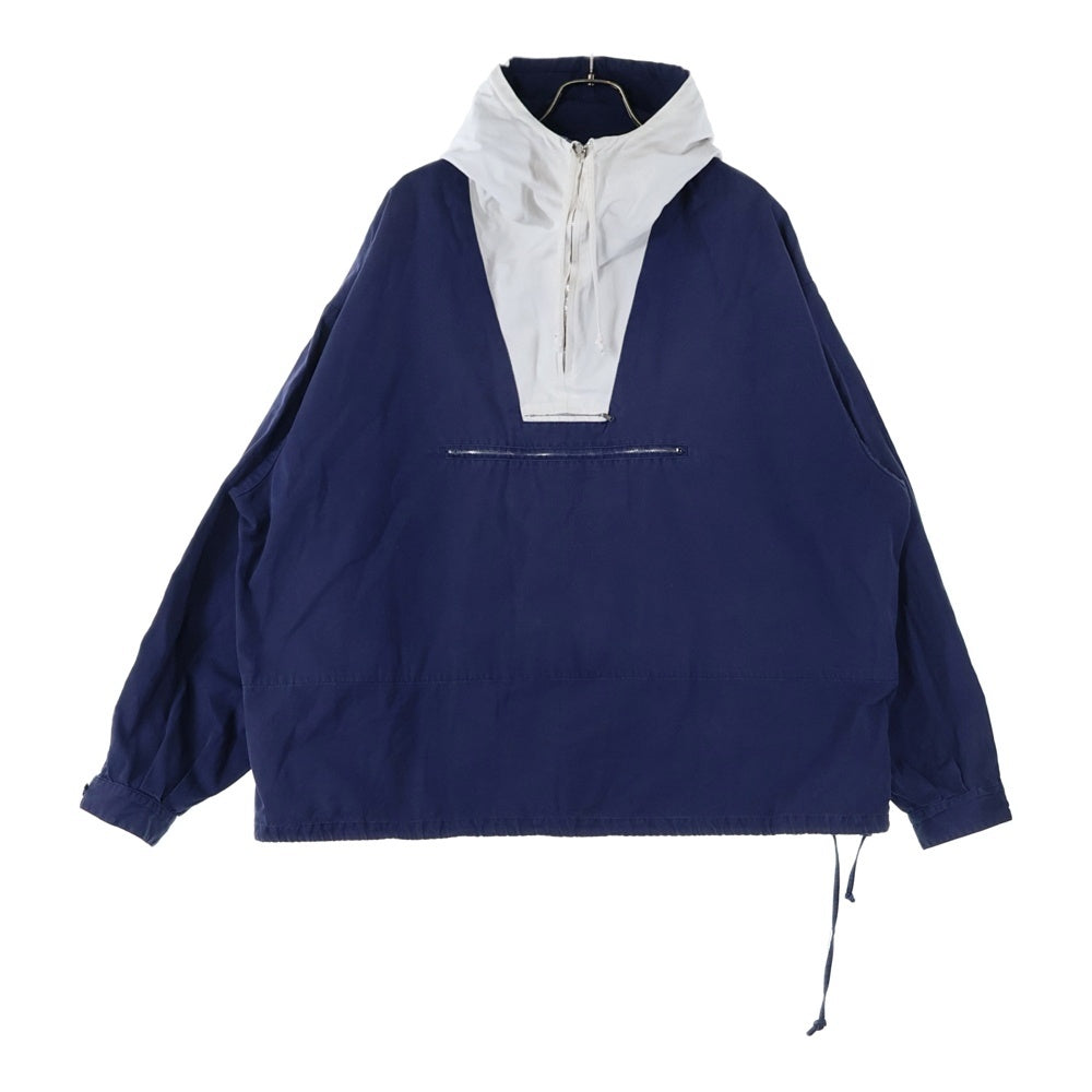 J.CREW(ジェイクルー) 90S VINTAGE 巨人タグ コットンアノラック ハーフジップパーカー フーディー ネイビー/ホワイト