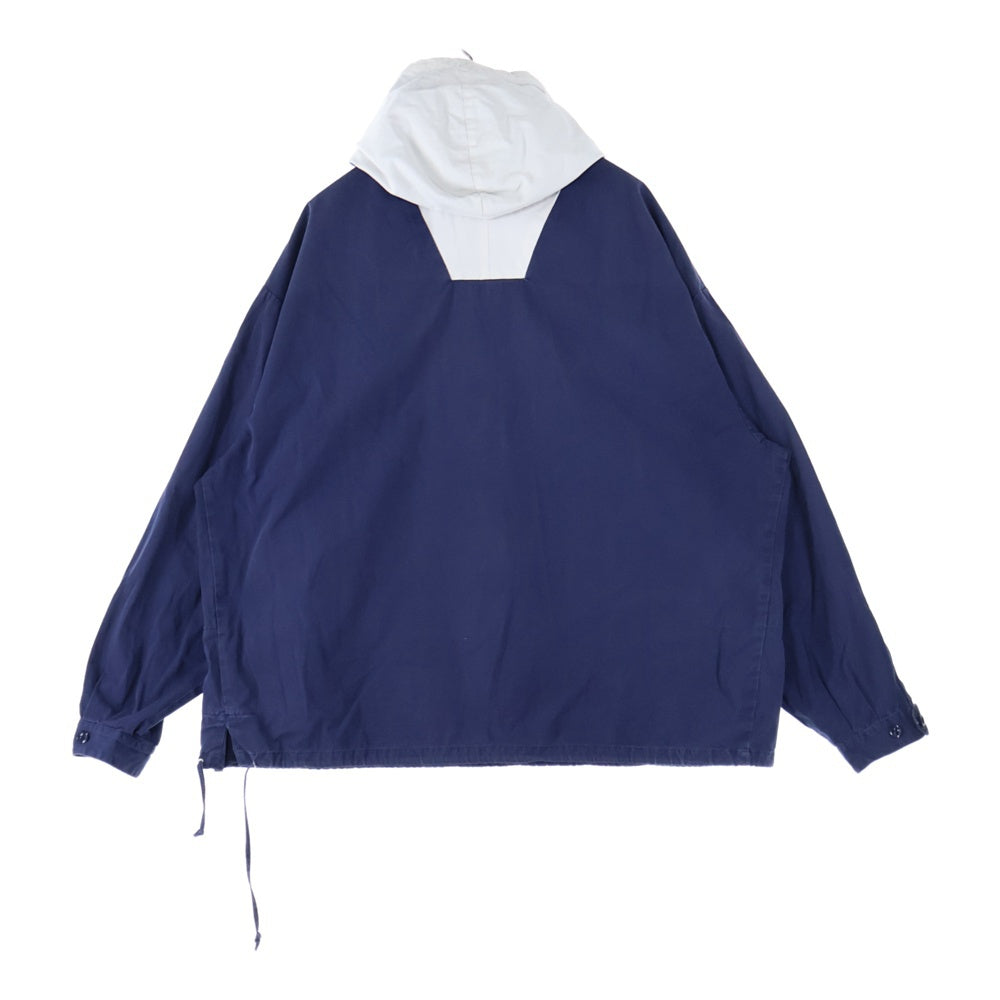 J.CREW(ジェイクルー) 90S VINTAGE 巨人タグ コットンアノラック ハーフジップパーカー フーディー ネイビー/ホワイト